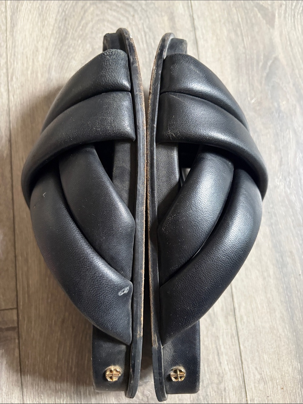 Anine Bing Black Padded Crossover Slide Sandals - Picture 3 of 4